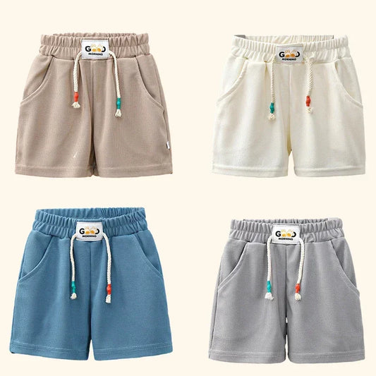 Boys Summer Casual Beach Shorts – Lightweight Candy Color Kids Elastic Waist Shorts with Pockets (2T–8T)