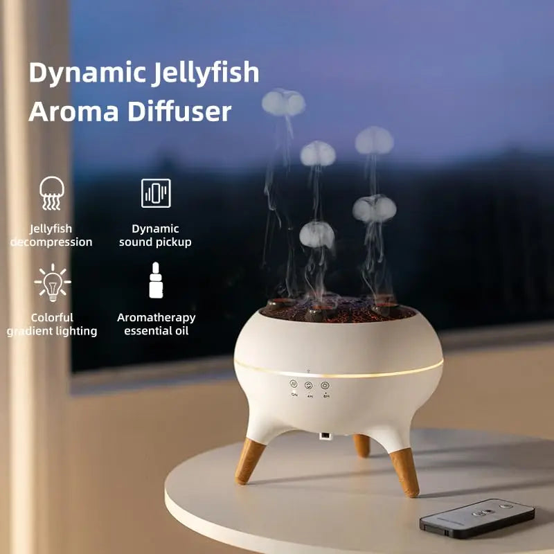 Dynamic Jellyfish Rain Cloud Humidifier with Remote – 250ml Aromatherapy Diffuser