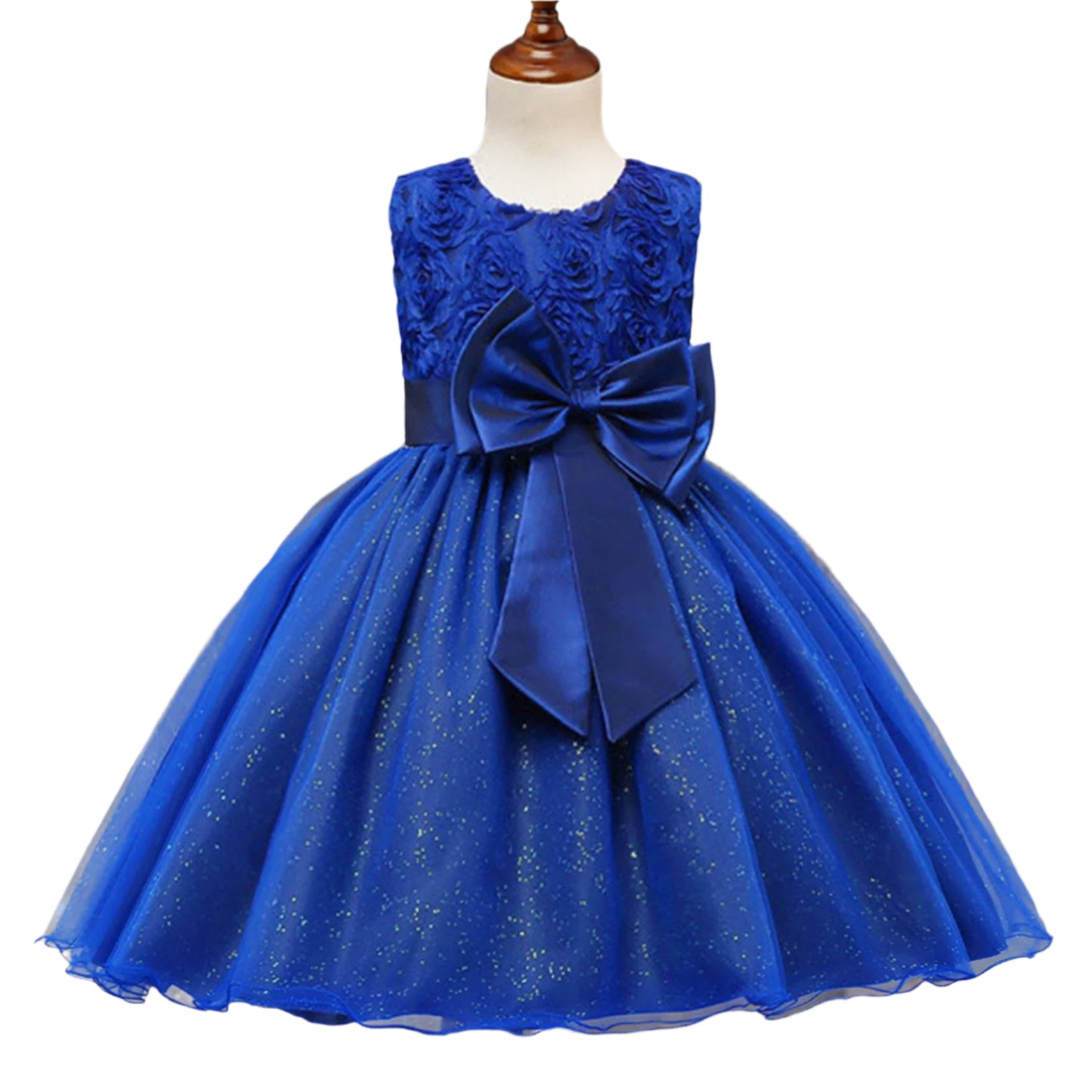Elegant Lace Floral Girls’ Party Dress – Sleeveless Knee-Length Ball Gown for Weddings, Birthdays & Special Occasions