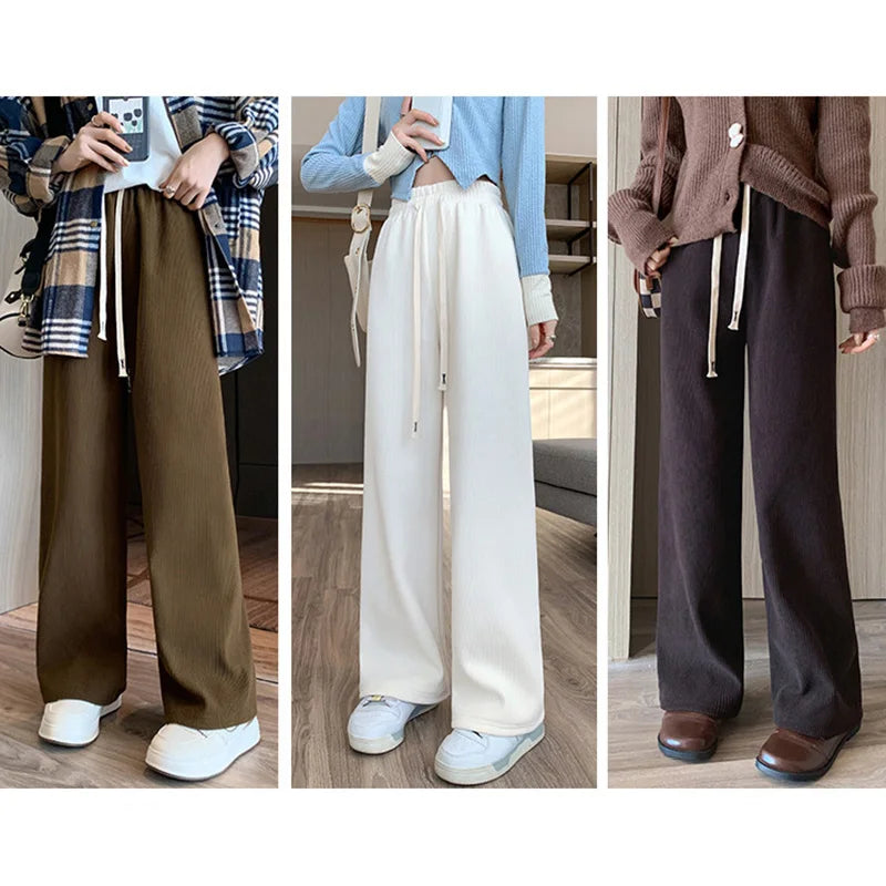 Women Elastic Long Wide leg pants