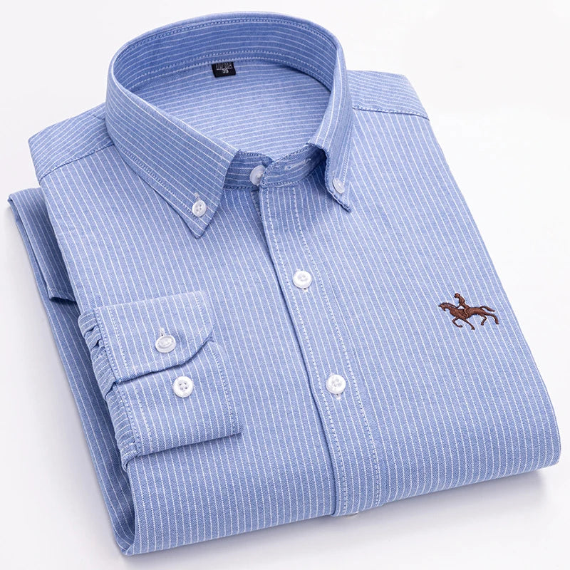 Men’s Long Sleeve Oxford Shirt – Casual Business Dress Shirt | 100% Cotton, Regular Fit, Smart Casual Style – S to 6XL