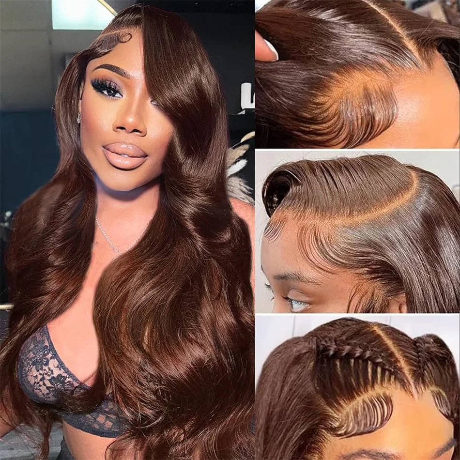 Pre-Plucked Reddish Brown Human Hair Lace Front Wig