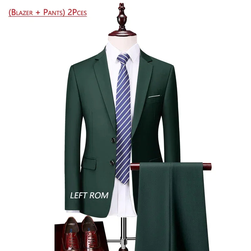 Men’s 3-Piece Slim Fit Formal Suit – Wedding Groom Tuxedo with Jacket, Vest & Pants – Business Dress Suit for Office & Events
