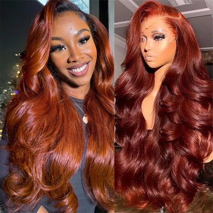 Pre-Plucked Reddish Brown Human Hair Lace Front Wig