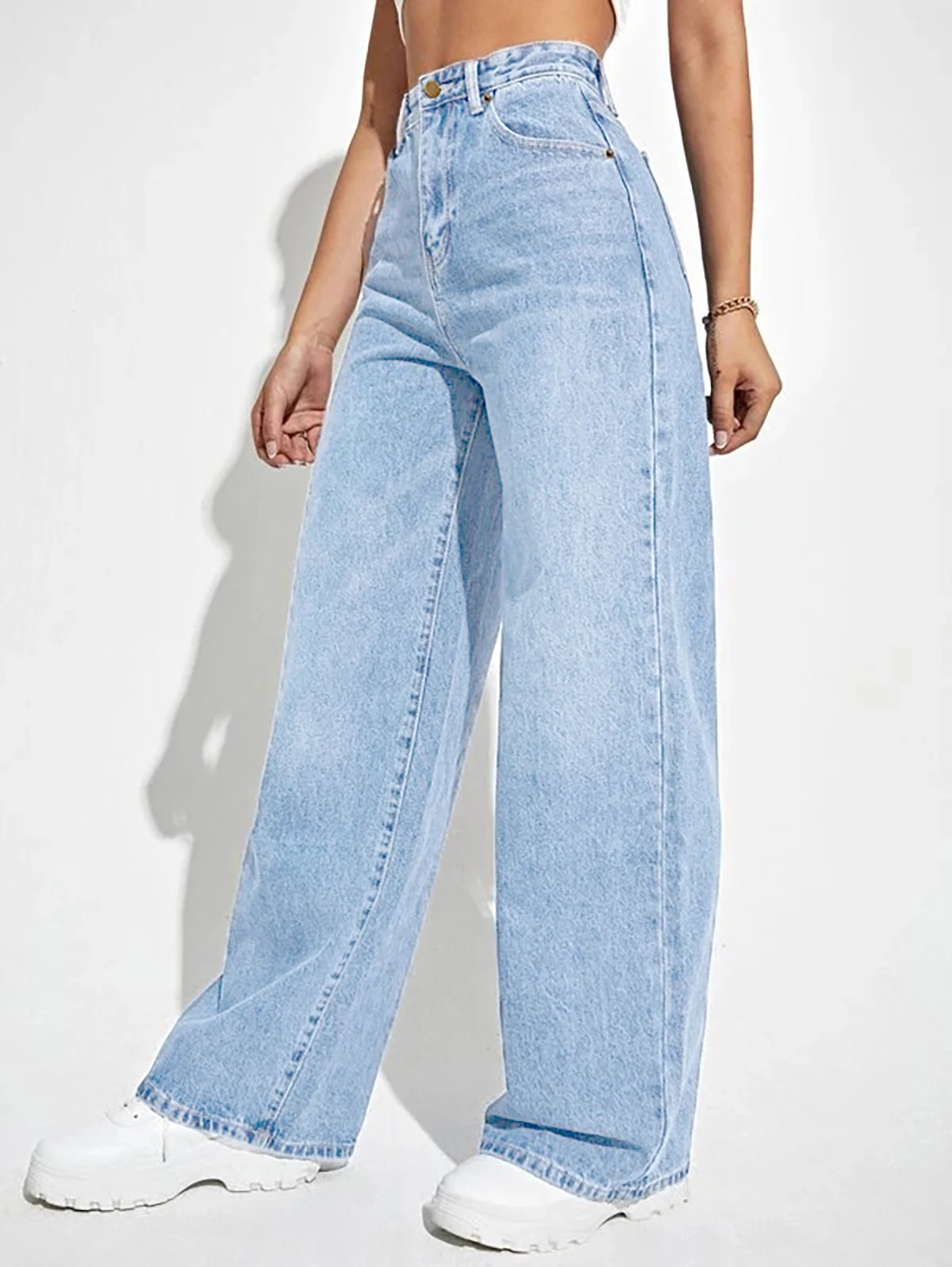 Loose Denim High Waist Wide Leg Pants