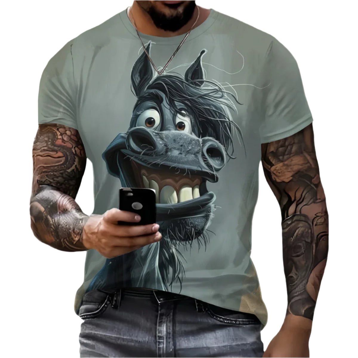 Men’s Retro Horse Print T-Shirt – 3D Graphic Short Sleeve Casual Streetwear - Quick-Dry Summer Tee