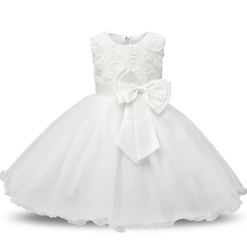 Elegant Lace Floral Girls’ Party Dress – Sleeveless Knee-Length Ball Gown for Weddings, Birthdays & Special Occasions