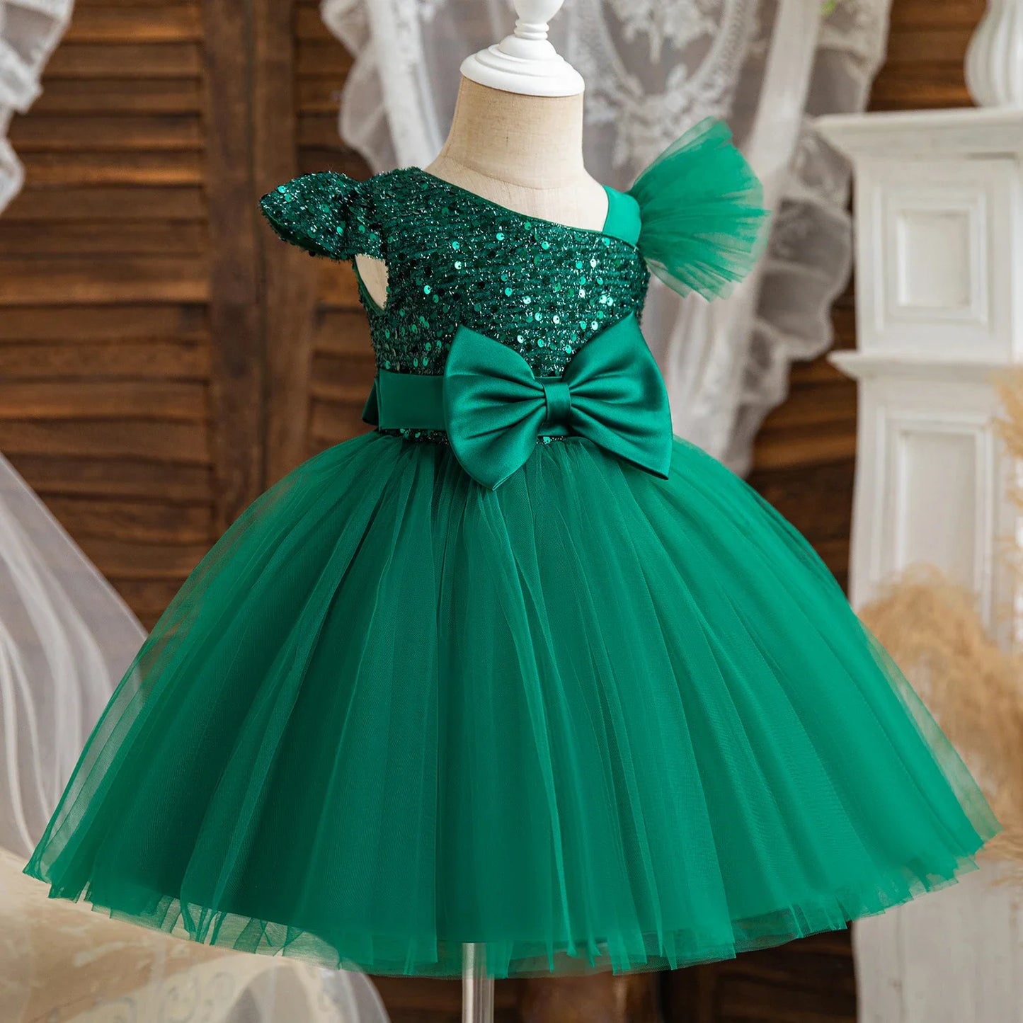 Elegant Baby Girl Tulle Lace Dress – 1st Birthday, Baptism, Wedding & Party Gown