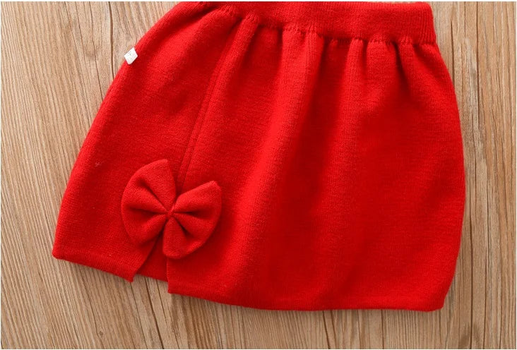 Girls Knitted Long sleeve Skirt Set