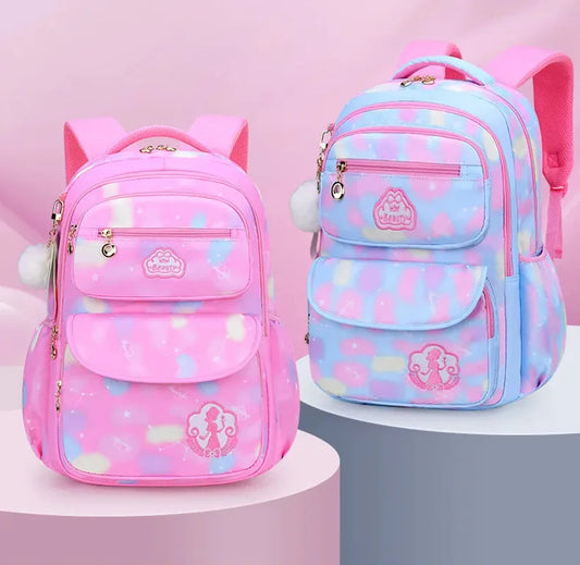 Cute Floral Girls School Backpack – Waterproof Lightweight Kids Bag for Ages 7-13 – Pastel Pink, Spacious, Comfortable & Durable