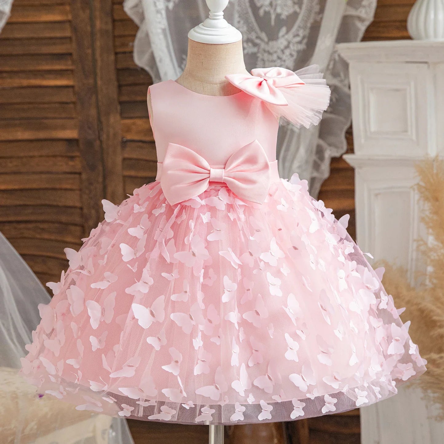 Elegant Baby Girl Tulle Lace Dress – 1st Birthday, Baptism, Wedding & Party Gown