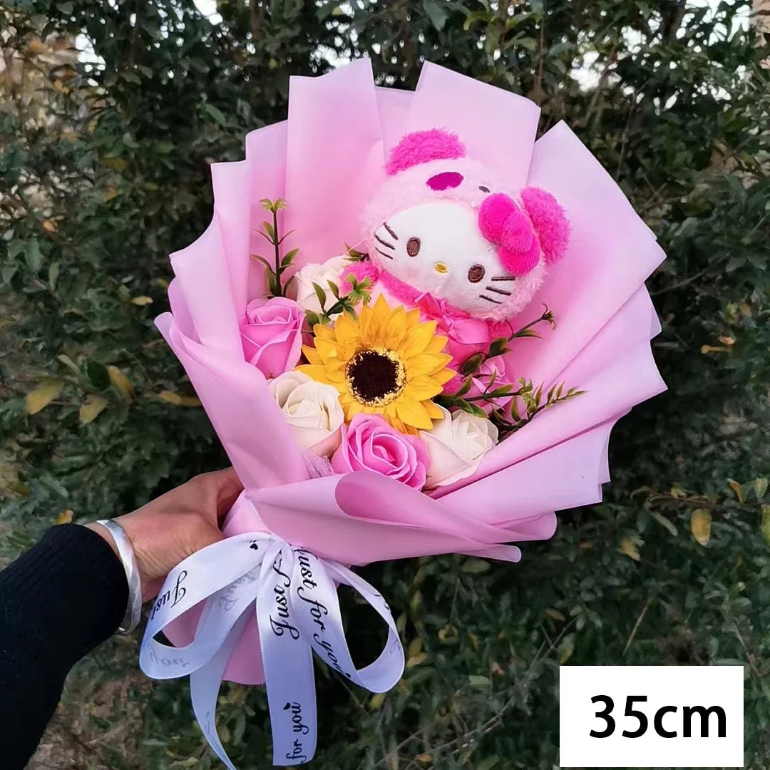 Hello Kitty Cartoon Plush Rose Soap Flowers - StarLuxeTrend