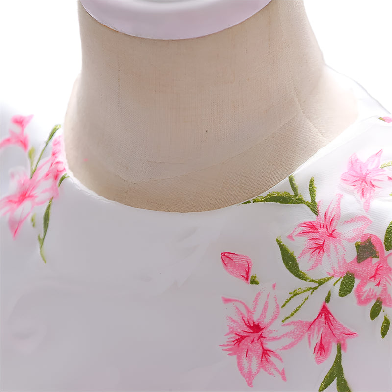 Baby Girl 1st Birthday Floral Dress – Embroidered Sleeveless Party Outfit