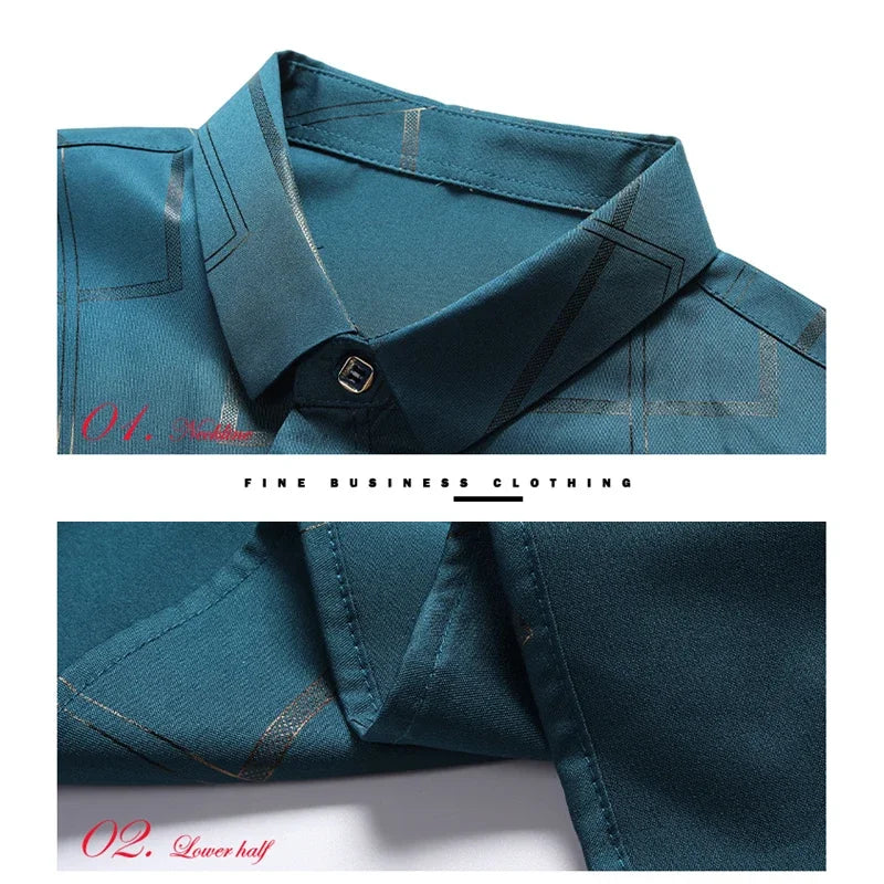 Men's Casual and Fashionable Long Sleeved Printed Shirt, Non Ironing and Wrinkle Resistant Business Top - StarLuxeTrend