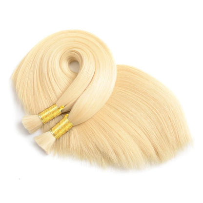 100% Human Hair Extensions Blonde ~613 Straight Hair Bulk For Braiding ~No Weft