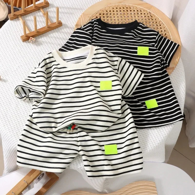 Unisex Striped Summer Outfit Set for Kids (Ages 2–7) – Soft Pullover Top & Shorts StarLuxeTrend