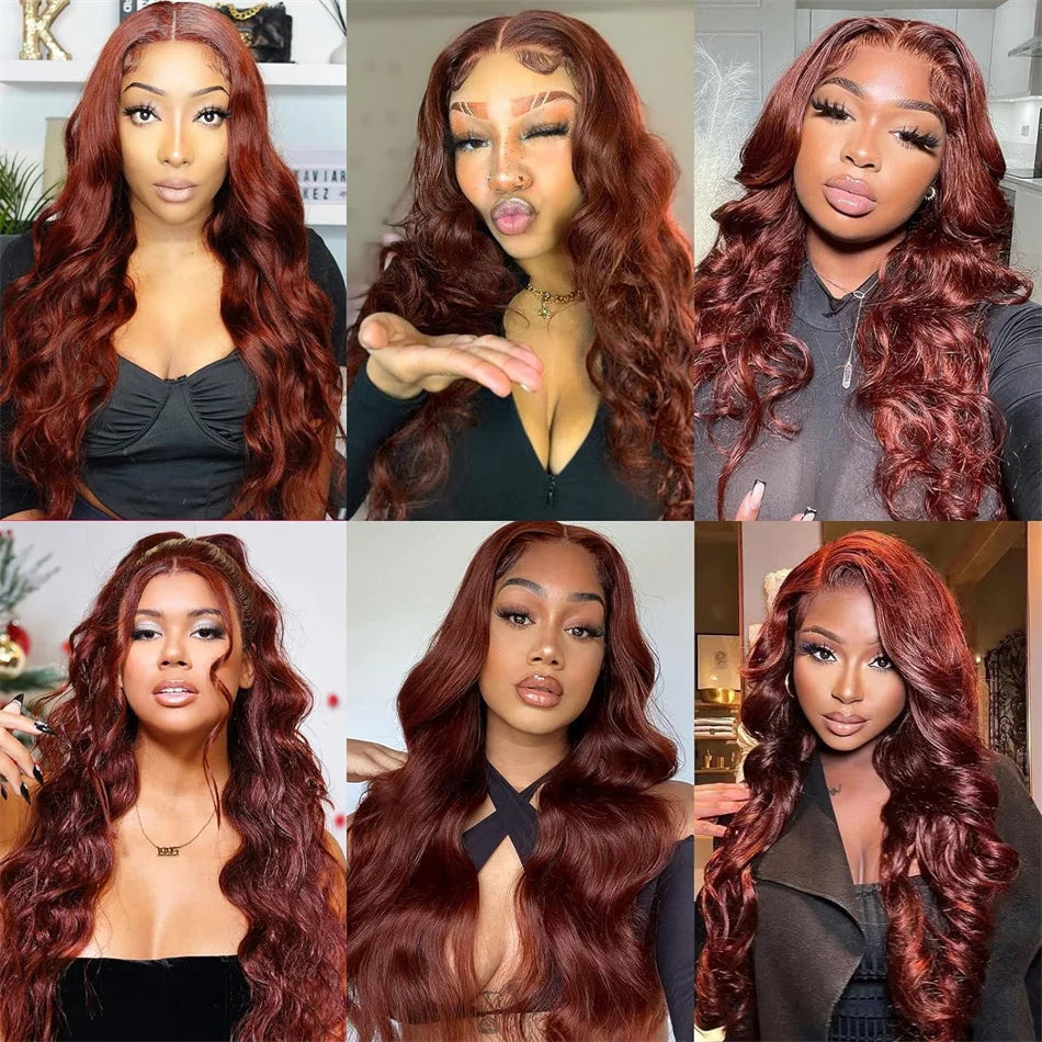 Pre-Plucked Reddish Brown Human Hair Lace Front Wig