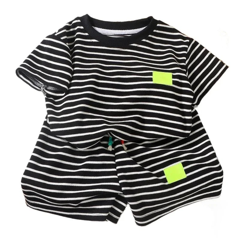 Unisex Striped Summer Outfit Set for Kids (Ages 2–7) – Soft Pullover Top & Shorts StarLuxeTrend