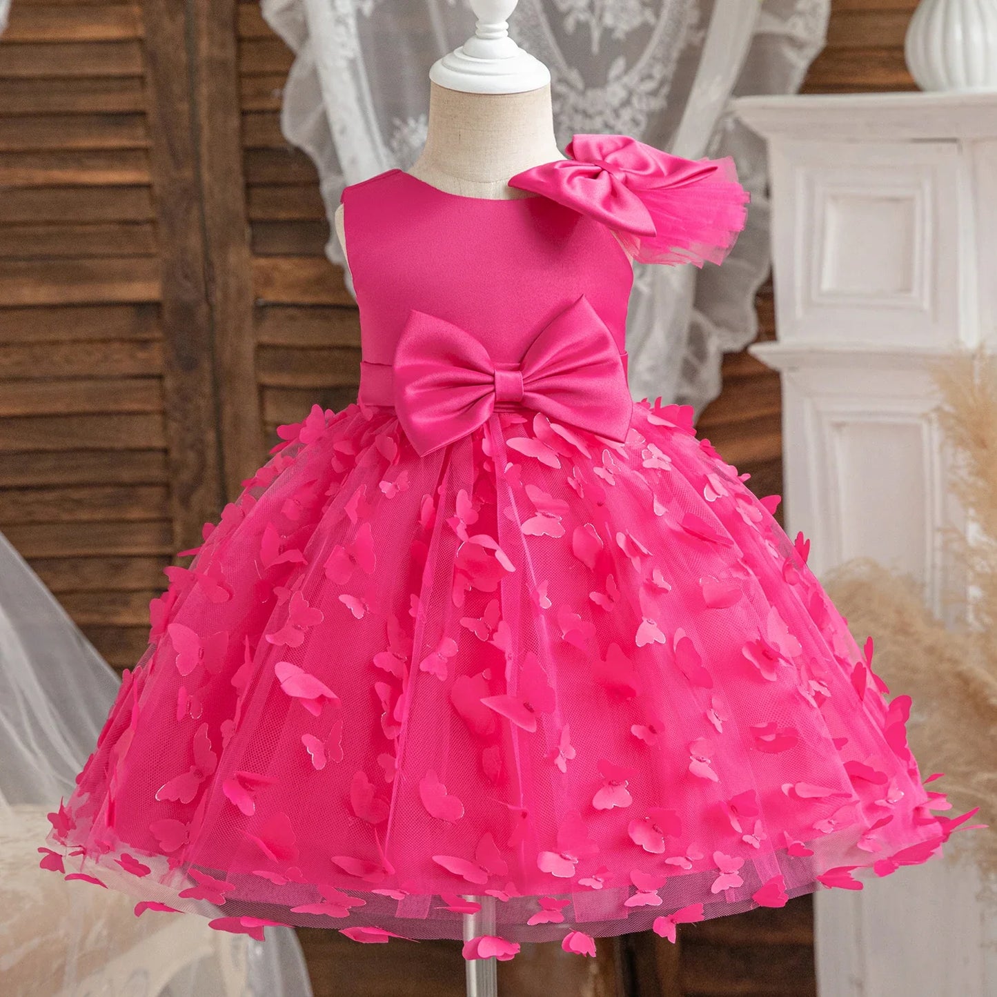 Elegant Baby Girl Tulle Lace Dress – 1st Birthday, Baptism, Wedding & Party Gown