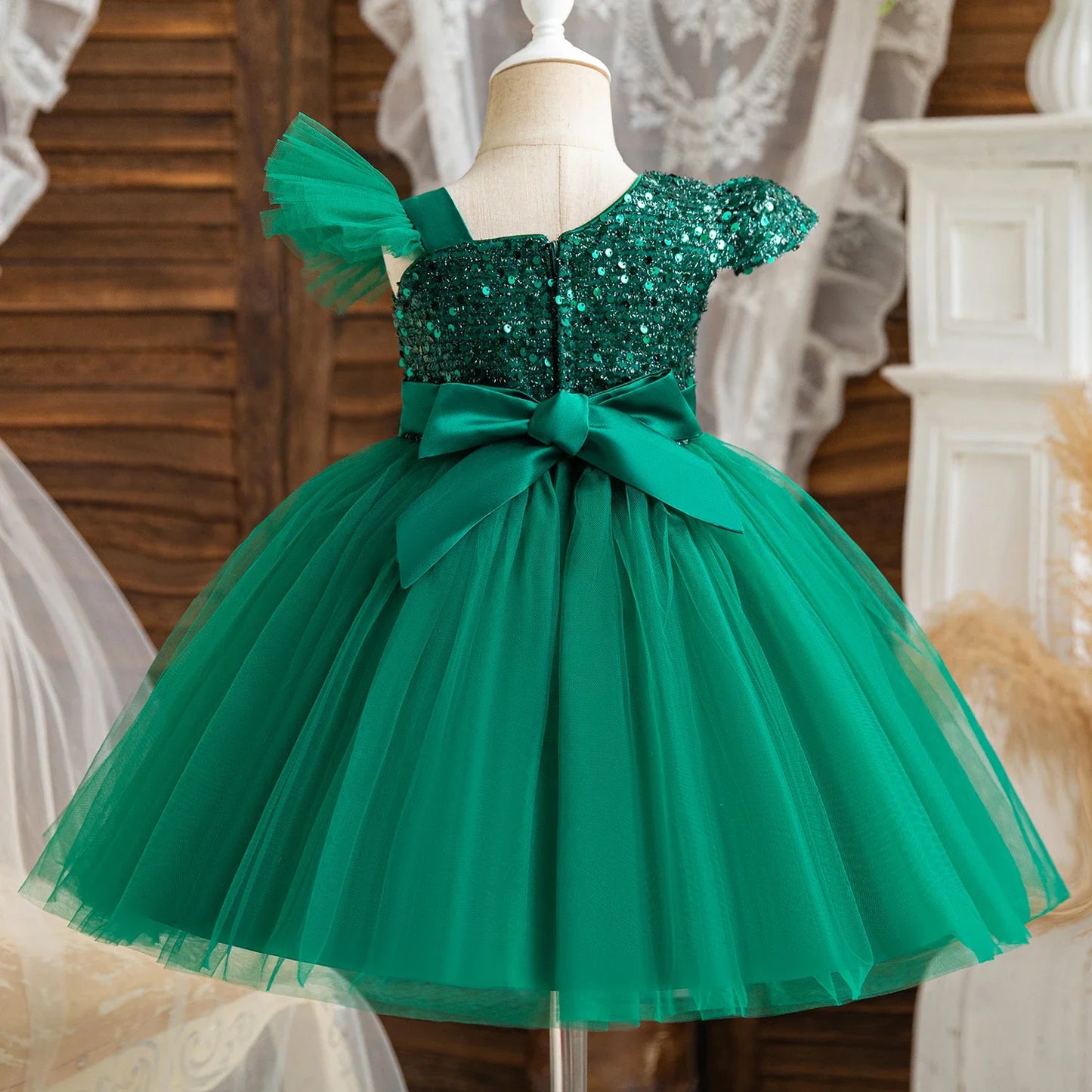 Elegant Baby Girl Tulle Lace Dress – 1st Birthday, Baptism, Wedding & Party Gown