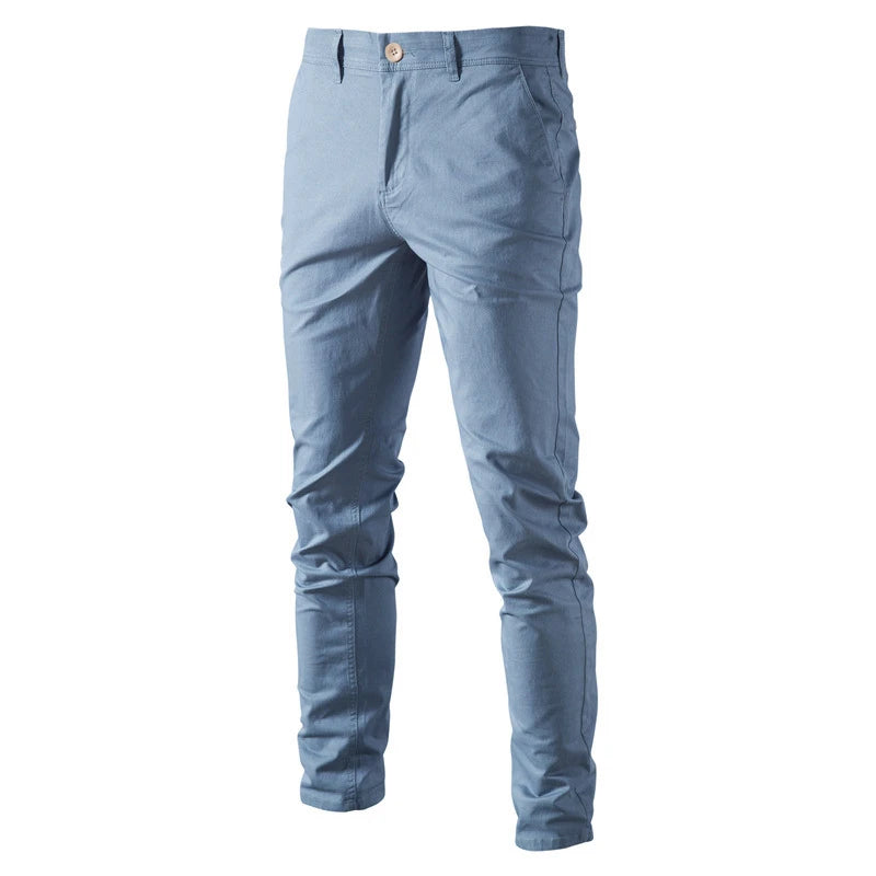 Casual Men's Cotton Trousers – Slim Fit, Solid Color-Business Pants for Spring - StarLuxeTrend