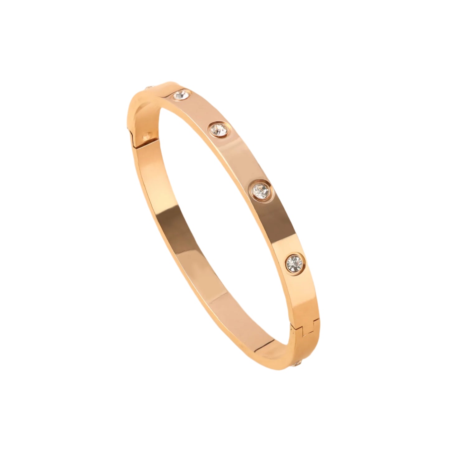 18K Platinum Plated Stainless Steel Diamond Oval Bangle Set