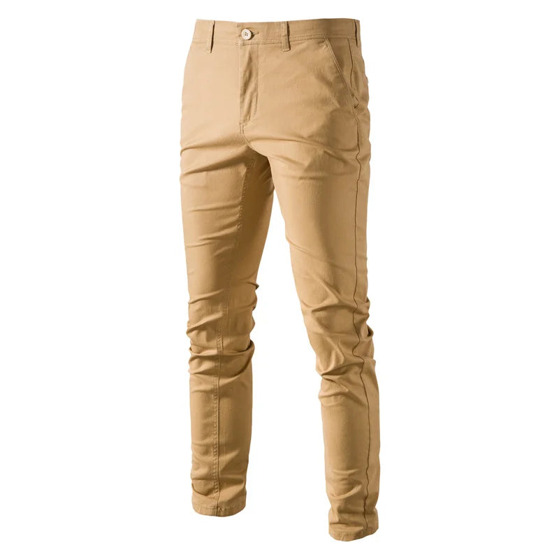 Casual Men's Cotton Trousers – Slim Fit, Solid Color-Business Pants for Spring - StarLuxeTrend