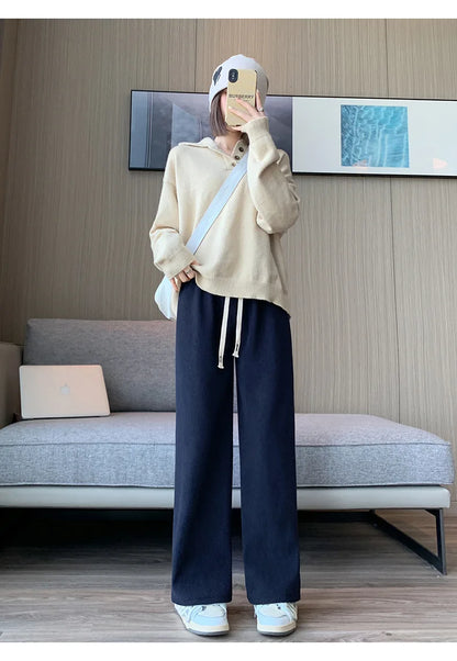 Women Elastic Long Wide leg pants