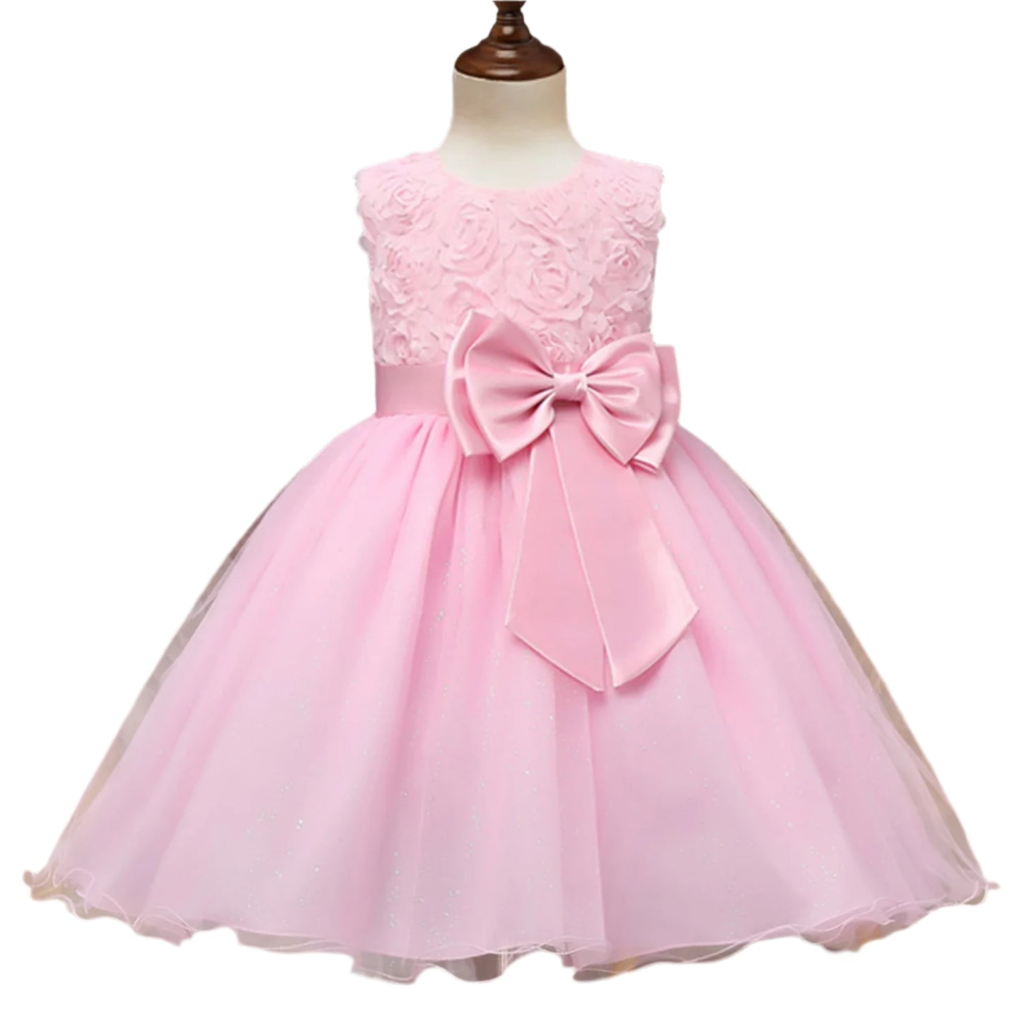 Elegant Lace Floral Girls’ Party Dress – Sleeveless Knee-Length Ball Gown for Weddings, Birthdays & Special Occasions