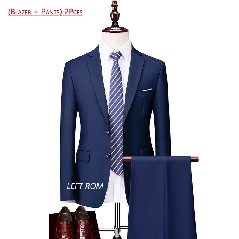 Men’s 3-Piece Slim Fit Formal Suit – Wedding Groom Tuxedo with Jacket, Vest & Pants – Business Dress Suit for Office & Events