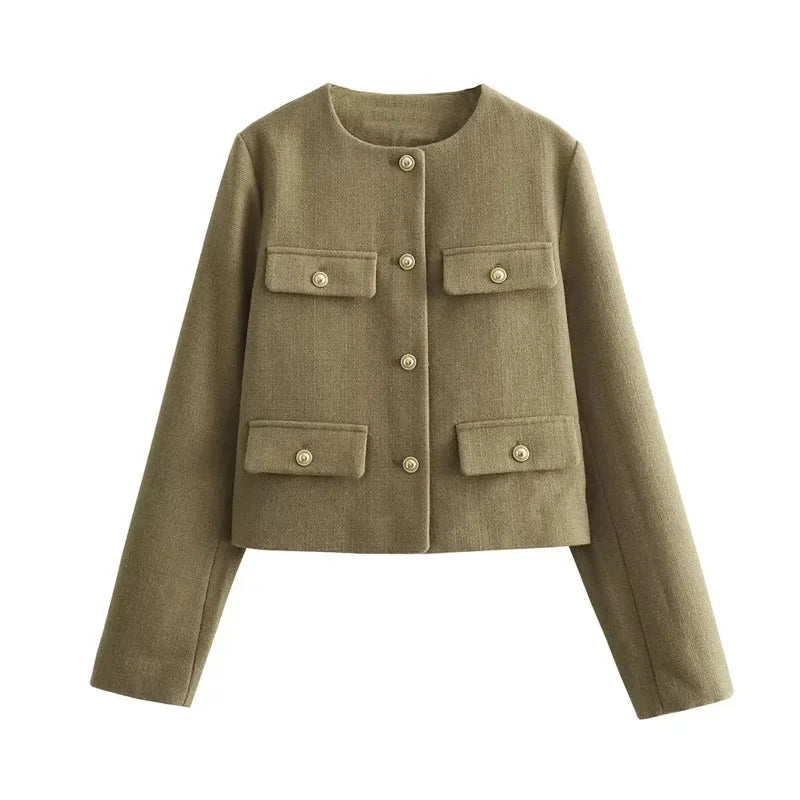 Women's Autumn Long Sleeve Cropped Jacket - StarLuxeTrend