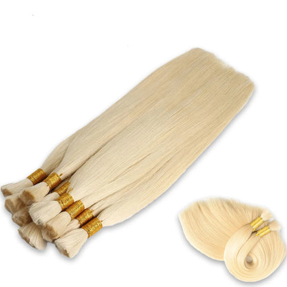 100% Human Hair Extensions Blonde ~613 Straight Hair Bulk For Braiding ~No Weft