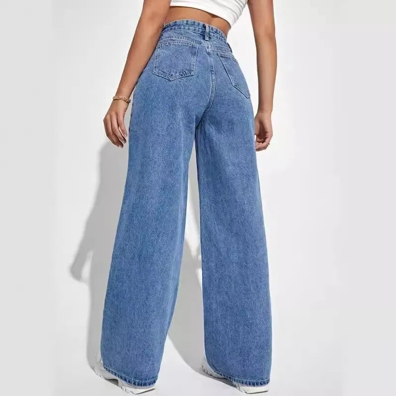 Loose Denim High Waist Wide Leg Pants