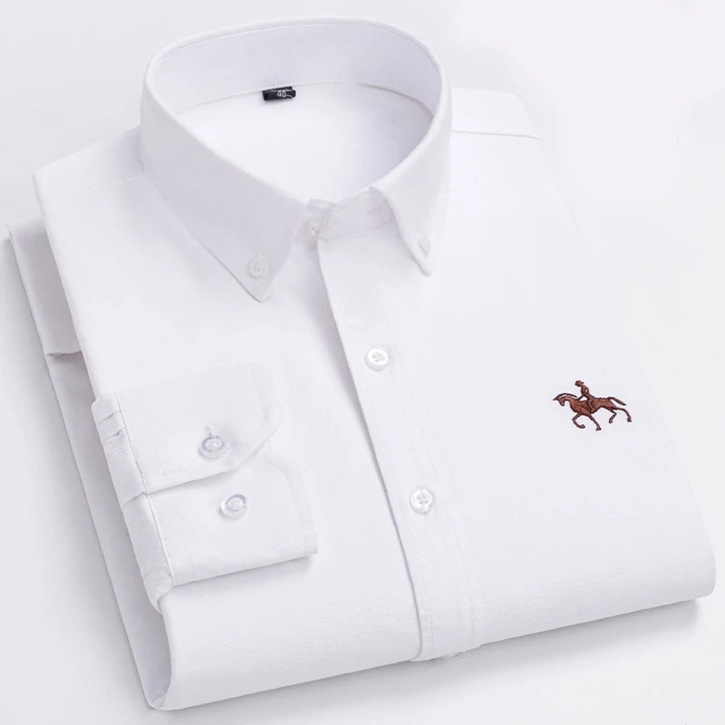 Men’s Long Sleeve Oxford Shirt – Casual Business Dress Shirt | 100% Cotton, Regular Fit, Smart Casual Style – S to 6XL