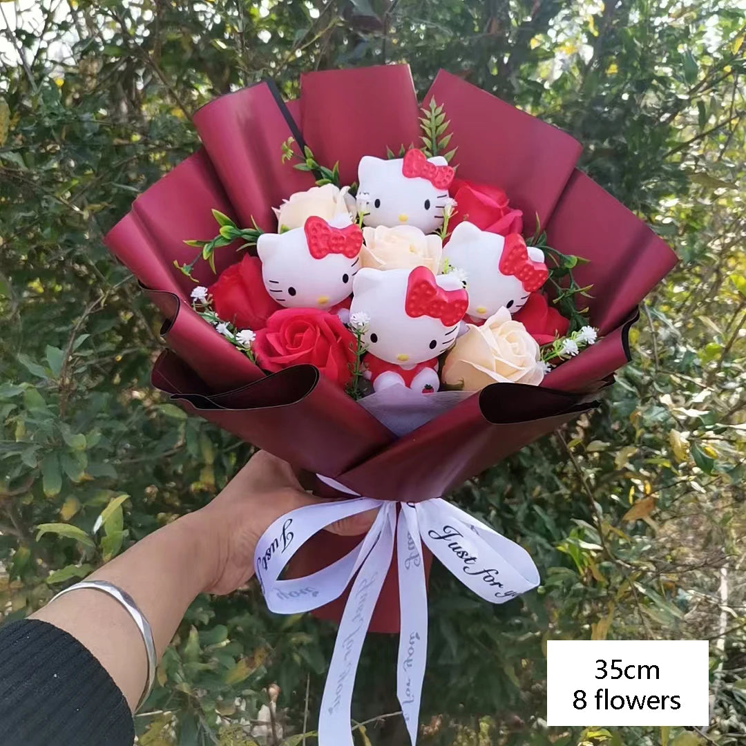 Hello Kitty Cartoon Plush Rose Soap Flowers - StarLuxeTrend