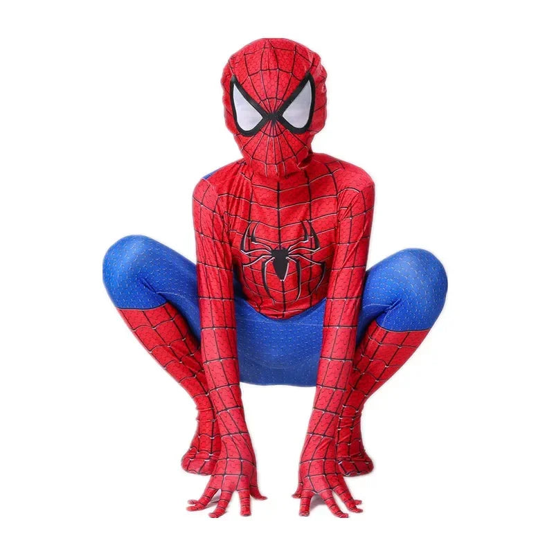 Spider-Man Official Kids Superhero Spandex Costume – 3D Full Bodysuit Outfit with Mask