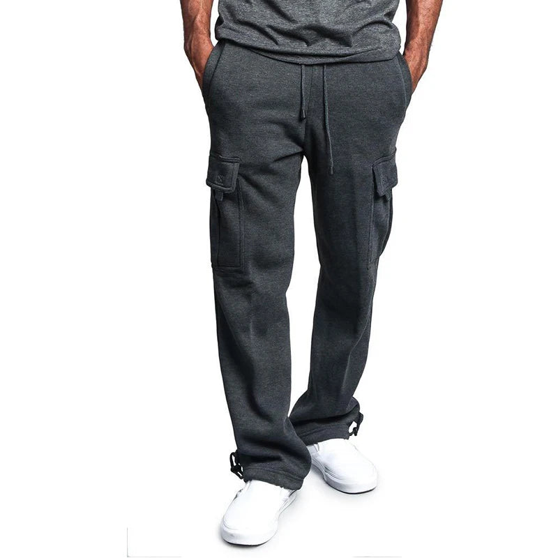 Men’s Straight Fit Joggers – Loose Oversized Sweatpants with Multi-Pockets & Drawstring - StarLuxeTrend