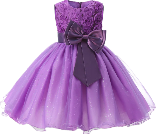 Elegant Lace Floral Girls’ Party Dress – Sleeveless Knee-Length Ball Gown for Weddings, Birthdays & Special Occasions