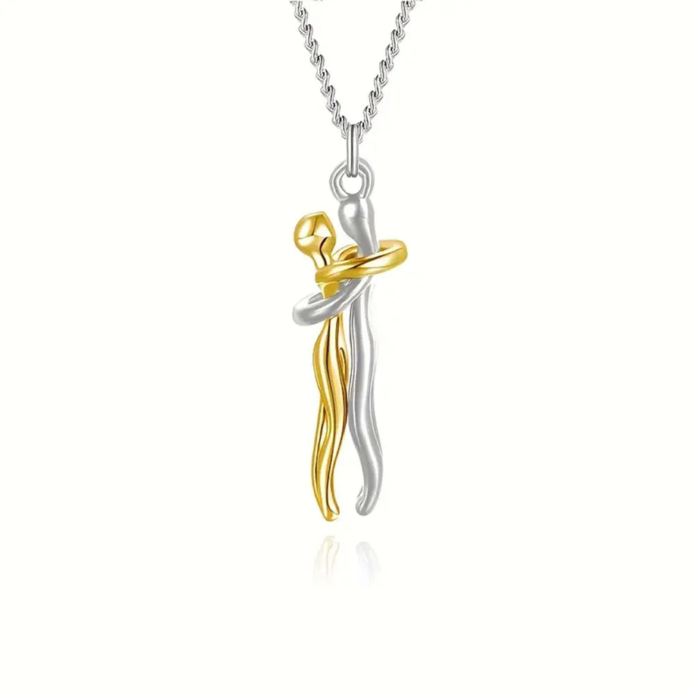 Chic Hug Pendant Necklace for Couples - Elegant Love Symbol