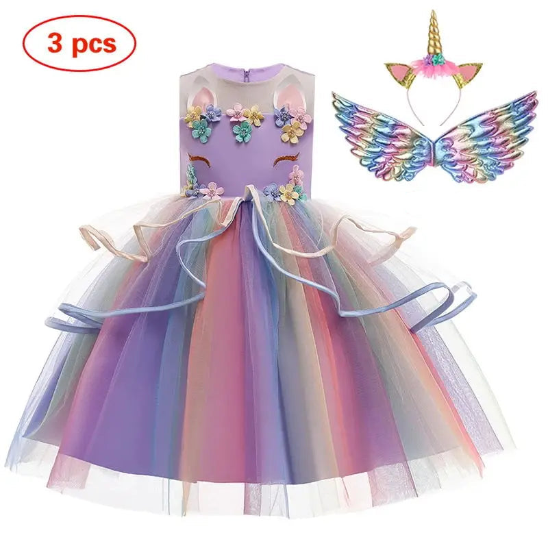 Unicorn Pastel Rainbow Princess Dress - StarLuxeTrend