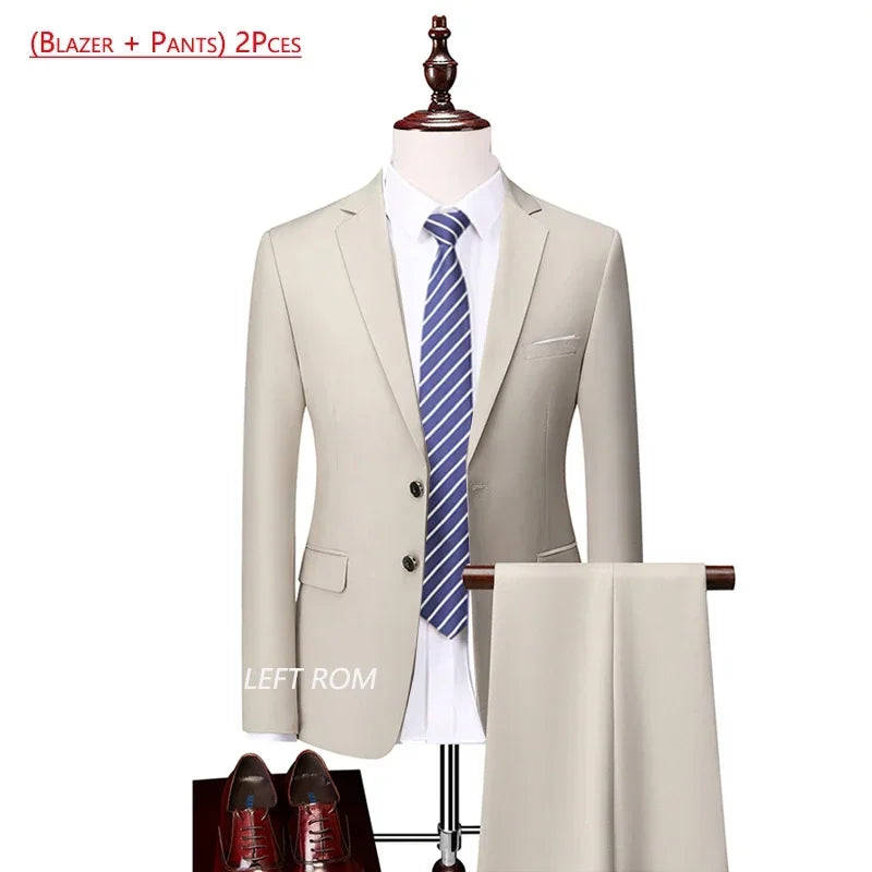 Men’s 3-Piece Slim Fit Formal Suit – Wedding Groom Tuxedo with Jacket, Vest & Pants – Business Dress Suit for Office & Events