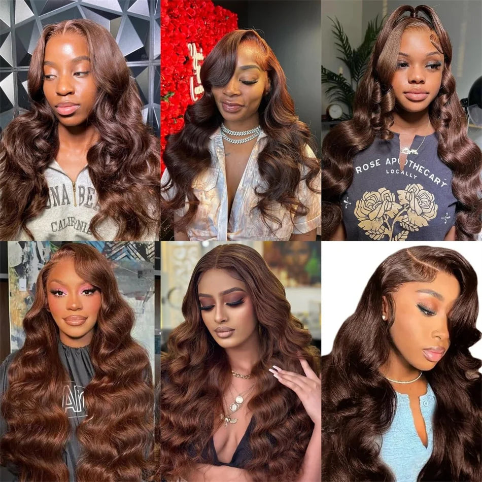 Pre-Plucked Reddish Brown Human Hair Lace Front Wig