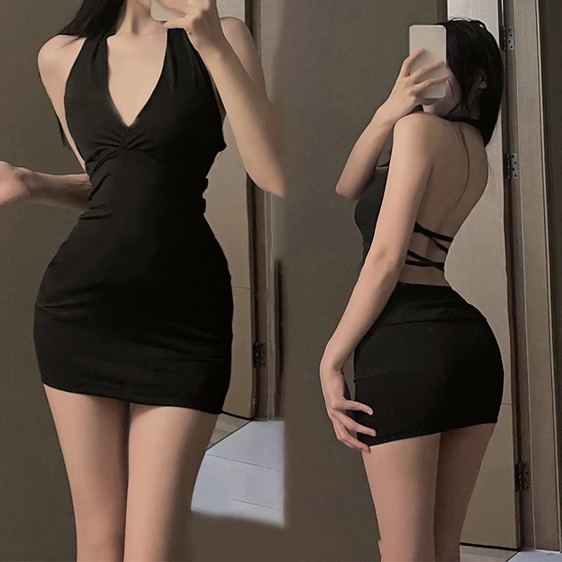 Women Sexy Backless One-piece Dress