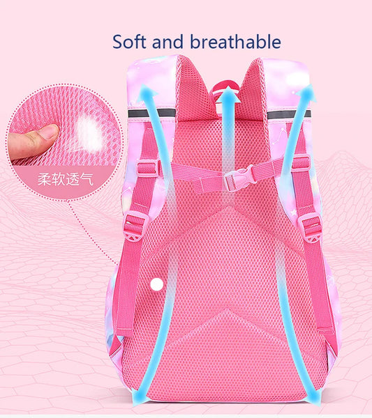 Cute Floral Girls School Backpack – Waterproof Lightweight Kids Bag for Ages 7-13 – Pastel Pink, Spacious, Comfortable & Durable
