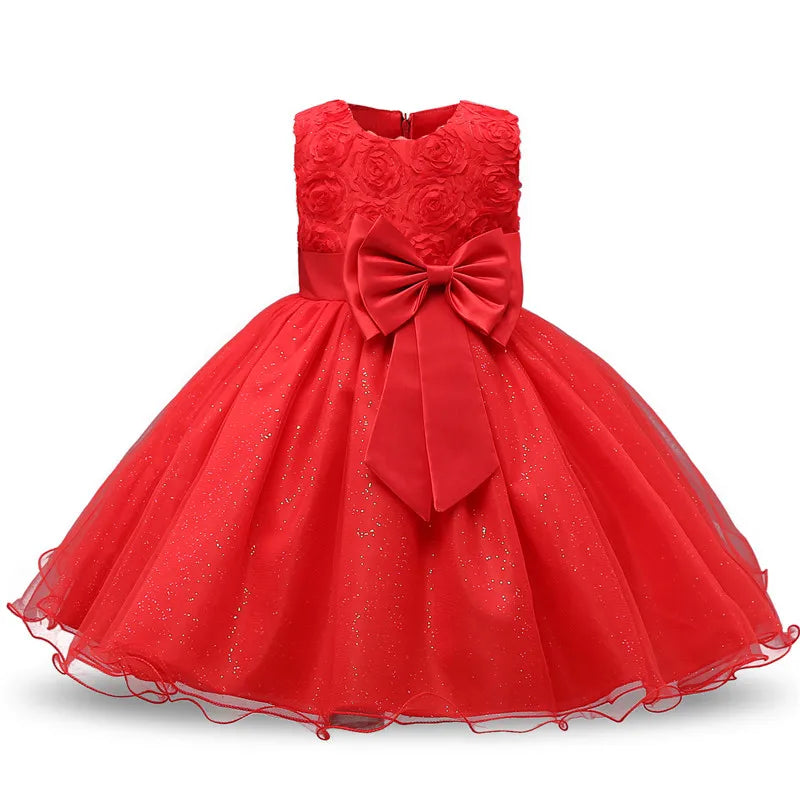 Elegant Lace Floral Girls’ Party Dress – Sleeveless Knee-Length Ball Gown for Weddings, Birthdays & Special Occasions