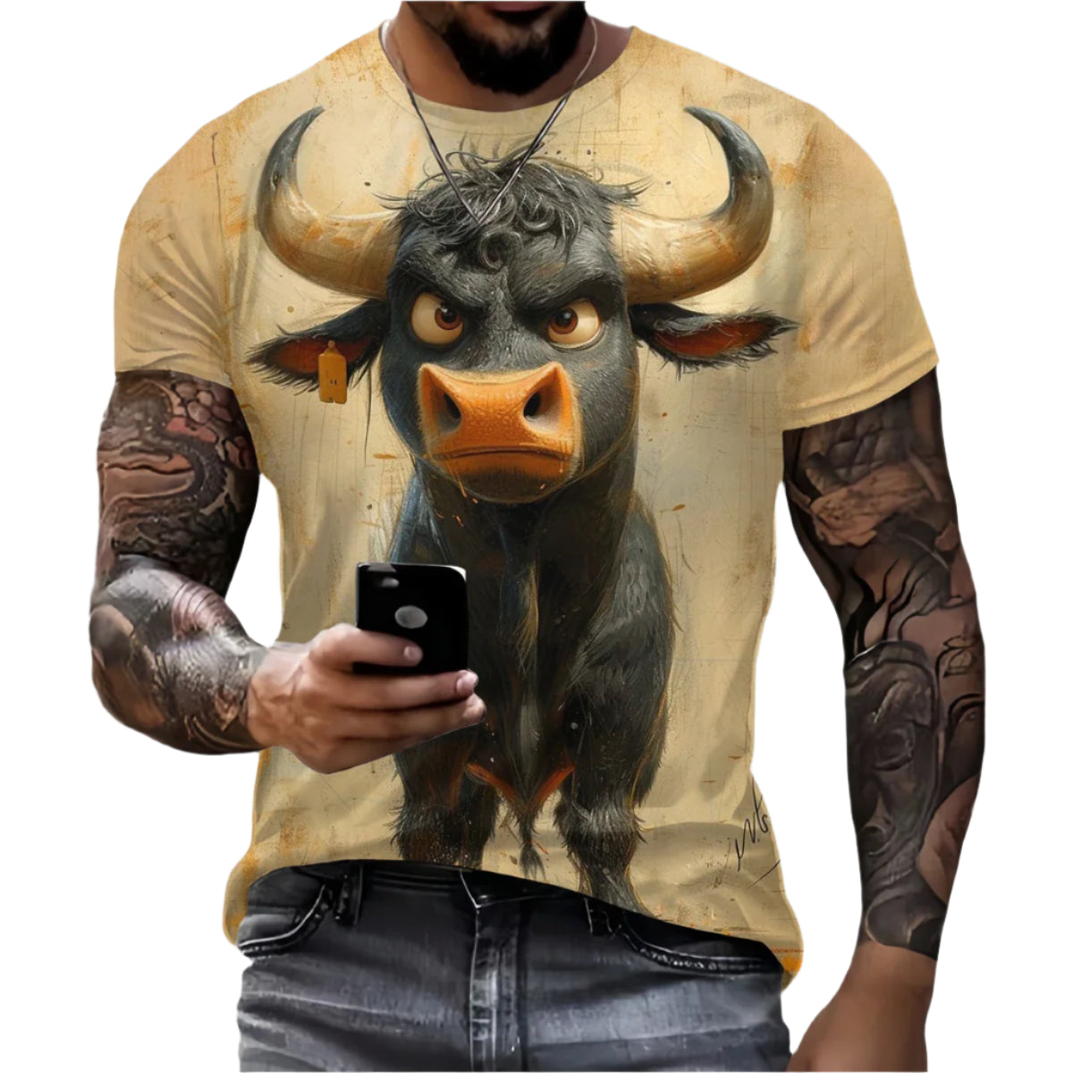 Men’s Retro Horse Print T-Shirt – 3D Graphic Short Sleeve Casual Streetwear - Quick-Dry Summer Tee
