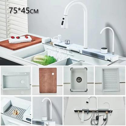 Premium Digital Stainless Steel Waterfall Kitchen Sink