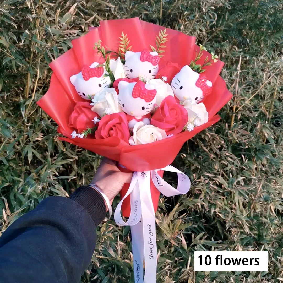 Hello Kitty Cartoon Plush Rose Soap Flowers - StarLuxeTrend