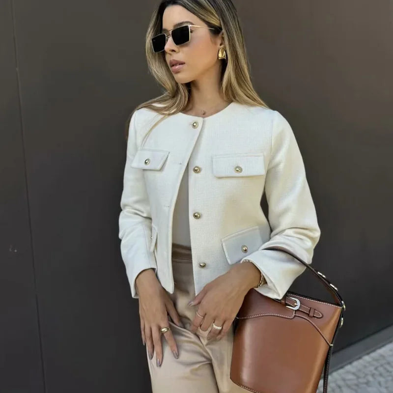 Women's Autumn Long Sleeve Cropped Jacket - StarLuxeTrend
