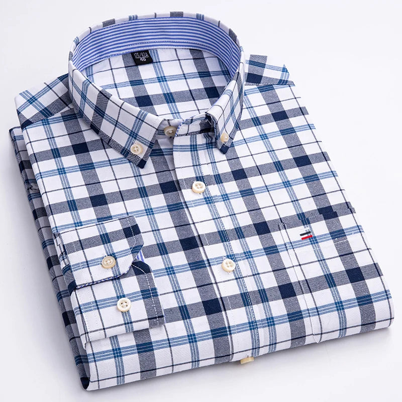 Men’s Long Sleeve Oxford Shirt – Casual Business Dress Shirt | 100% Cotton, Regular Fit, Smart Casual Style – S to 6XL